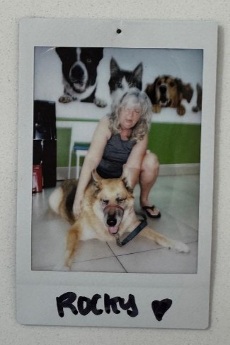 woman with dog rocky